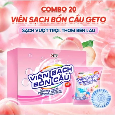 Combo Viên Thả Bồn Cầu GETO Đào Khử Mùi, Xả Màu Xanh Thơm Mát - Giá 95.000 VND Combo Viên Thả Bồn Cầu GETO Đào Khử Mùi, Xả Màu Xanh Thơm Mát - Giá 95.000 VND