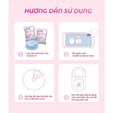 Combo Viên Thả Bồn Cầu GETO Đào Khử Mùi, Xả Màu Xanh Thơm Mát - Giá 95.000 VND