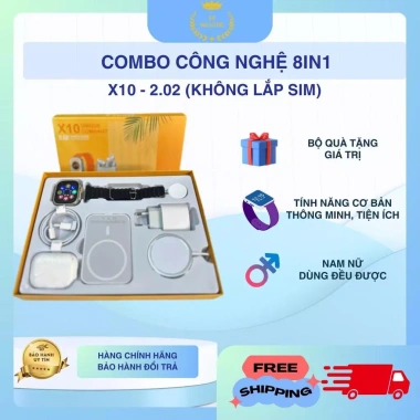 Combo X10: Đồng hồ thông minh, Tai nghe BLT, Bộ sạc I.P, Củ sạc nhanh 20W - 129k