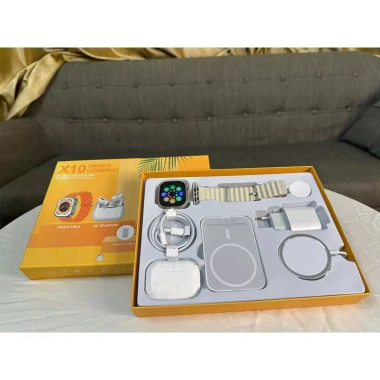 Combo X10: Đồng hồ thông minh, Tai nghe BLT, Bộ sạc I.P, Củ sạc nhanh 20W - 129k