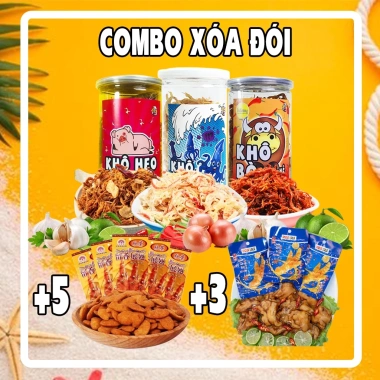 Combo Xóa Đôi 3 Hũ Đồ Ăn Vặt Khô Gà, Khô Mực, Khô Bò, Khô Heo và Chân Gà, Bimbim Cánh Gà - Giảm Giá 149k 2