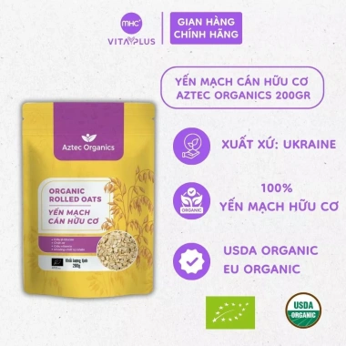 Combo Yến Mạch & Hạt Chia Aztec Organics 200g: Dinh Dưỡng Cao, Giảm Cân, Giá 240k 2