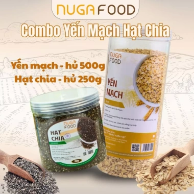 Combo yến mạch hạt chia NUGAFOOD 500g+250g giảm cân, eatclean, hỗ trợ ăn kiêng - 149.000đ