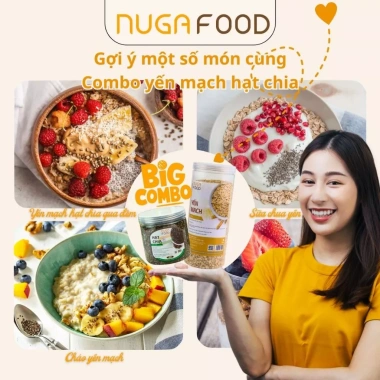 Combo yến mạch hạt chia NUGAFOOD 500g+250g giảm cân, eatclean, hỗ trợ ăn kiêng - 149.000đ