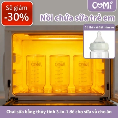 COMI Bình Thủy Tinh Trữ Sữa 180ml Bé Dung – Cổ Rộng, Kết Nối Máy Hút Sữa, An Toàn 2