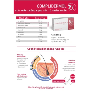 Complidermol 5 Alpha - Viên uống chống rụng tóc, kích thích mọc tóc, điều hoà - 700k VND 3
