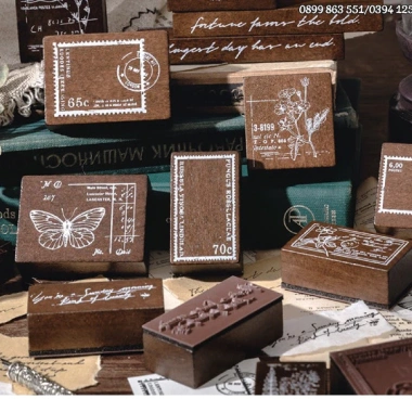 Con Dấu Gỗ MOMO 12 Kiểu Dáng - Wooden stamp cho Scrapbook & Bullet Journal, giá chỉ 45.000₫ bách hóa na na