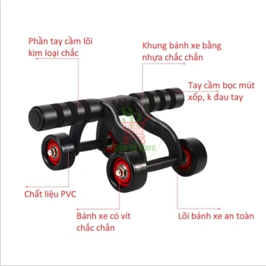 Con lăn tập bụng 2 4 bánh Siêu Rẻ tặng thảm lót giảm mỡ tại nhà giá 135.200đ