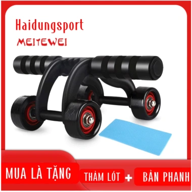 Con Lăn Tập Bụng 4 Bánh + Thảm Lót - Dụng Cụ Thể Dục, Cơ Bụng, Cơ Tay Hàng Loại 1 Giá Tốt