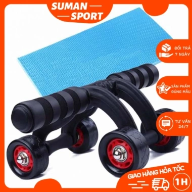 Con Lăn Tập Cơ Bụng Yoga Gym 4 Bánh - Thảm Cao Cấp Giá 109.000