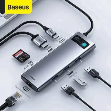 Cổng chuyển đổi Baseus Type C 8-IN-1 4K, 3 USB3.0, SD, TF, RJ45, PD - Giá 930.000₫