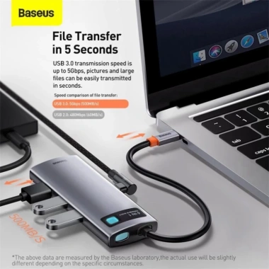 Cổng chuyển đổi Baseus Type C 8-IN-1 4K, 3 USB3.0, SD, TF, RJ45, PD - Giá 930.000₫