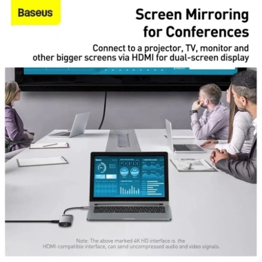 Cổng chuyển đổi Baseus Type C 8-IN-1 4K, 3 USB3.0, SD, TF, RJ45, PD - Giá 930.000₫