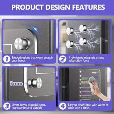 Công cụ lập kế hoạch tuần Acrylic RGFV tái sử dụng, 8 bút, lịch tủ lạnh, bảng đen đa chức năng Giá 121.110₫ 3