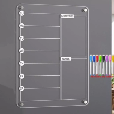 Công cụ lập kế hoạch tuần Acrylic SJJL – Lịch tủ lạnh trong suốt, bảng ghi nhớ xóa được, tái sử dụng mua sắm 4