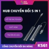 Cổng Hub Type-C đa năng 5 in 1 HDMI K561, Jack 3.5mm, USB 3.0, sạc PD 60W - công nghệ nhanh, tương thích mọi laptop - Giá ưu đãi 450.000₫ 2