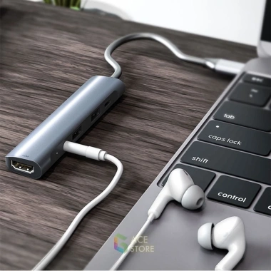 Cổng Hub Type-C đa năng 5 in 1 HDMI K561, Jack 3.5mm, USB 3.0, sạc PD 60W - công nghệ nhanh, tương thích mọi laptop - Giá ưu đãi 450.000₫