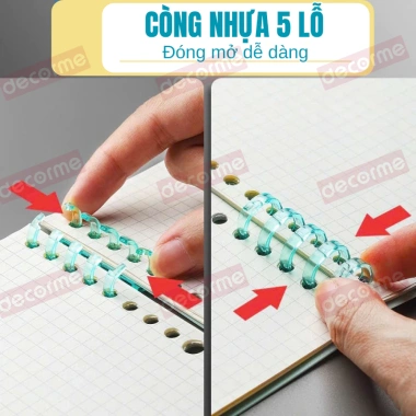 Còng nhựa cứng 5 lỗ nhiều màu – Phụ kiện sổ planner bullet journal DECORME, chỉ 16.900₫ 6