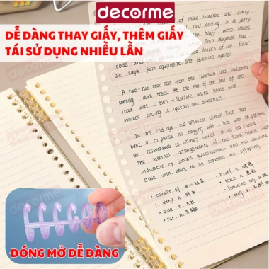 Còng nhựa mềm 5 mắt Decorme - Phụ kiện sổ planner, bullet journal, giảm giá 19.900đ 4