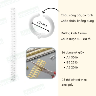 Còng nhựa mềm 5 mắt Decorme - Phụ kiện sổ planner, bullet journal, giảm giá 19.900đ 10