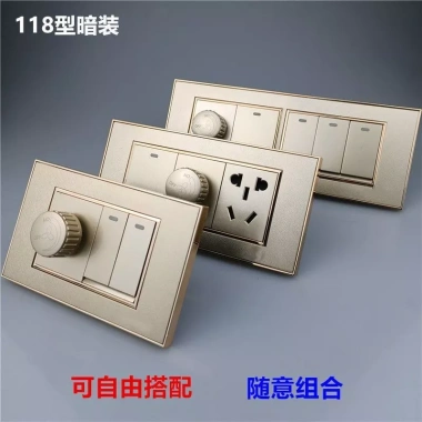 Công tắc điều chỉnh tốc độ quạt trần 300W Loại 118 che giấu bảng vàng vô cấp AQRS Giá ưu đãi 153.857 VND