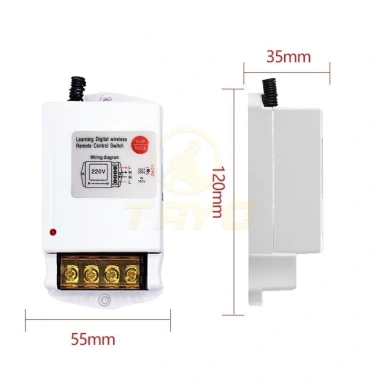 Công Tắc Điều Khiển Từ Xa 1Km 30A/220V có Học Lệnh - Máy Bơm Nước, Rửa Xe, Báo Cháy, Sủi Công Tắc Điều Khiển Từ Xa 1Km 30A/220V có Học Lệnh - Máy Bơm Nước, Rửa Xe, Báo Cháy, Sủi