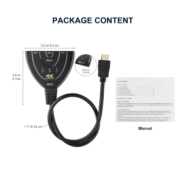 Công tắc HDMI ZOERAX 3 trong 1 4K 60Hz HDCP 2.2 – Tương thích PS5, Xbox, Fire TV – 97.900đ 8