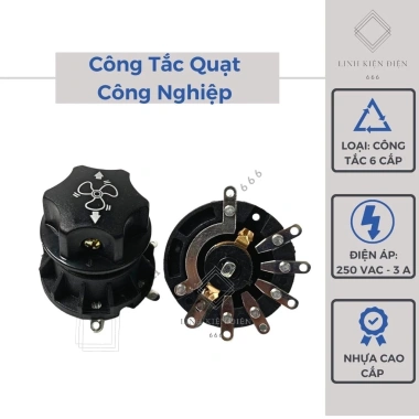 Công tắc quạt công nghiệp 6 cấp 250VAC 3A chất lượng cao - Giá chỉ 58.500₫