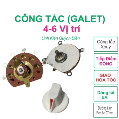 Công tắc xoay galet 4-6 vị trí (4-6 chấu) kèm núm vặn - Linh kiện điện tử 29.900 VND