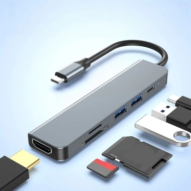 Cổng USB-C HUB 6 trong 1 HDMI 4K, TF, Đọc thẻ SD – Giá chỉ 111.100₫