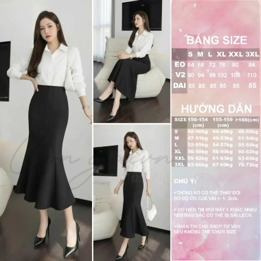 Congaivn Chân váy đuôi cá dài CV44 vải kate dày cạp cao tôn dáng - 174k 4