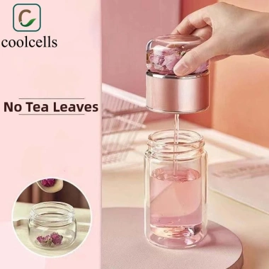 COOLCELLS Chai Trà 500ml Thủy Tinh Trong Suốt - Thép 304 Chống Ăn Mòn Tay Cầm Di Động