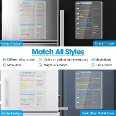 COOLCELLS Lịch hàng tuần tủ lạnh tái sử dụng 3/8 bút acrylic - công cụ lập kế hoạch đa năng nhà bếp