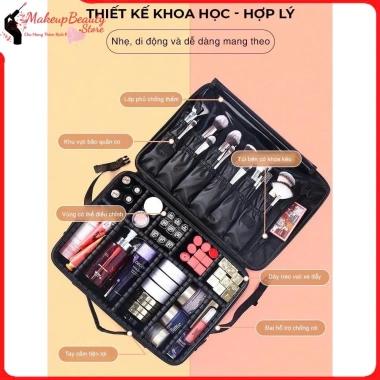 Cốp Đựng Đồ Makeup và Nail MS 388 Size Lớn Đeo Chéo 2 Vai Phân Ngăn Tiện Lợi