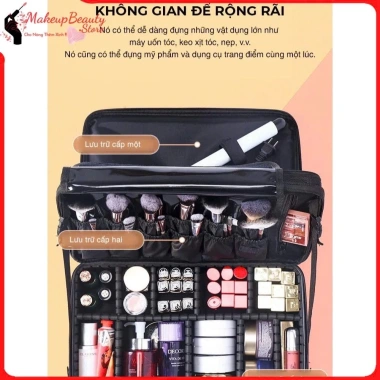 Cốp Đựng Đồ Makeup và Nail MS 388 Size Lớn Đeo Chéo 2 Vai Phân Ngăn Tiện Lợi