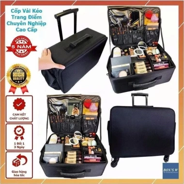 Cốp kéo Da PU 100% Vân Trám chống nước 48cm - Đựng đồ makeup chuyên nghiệp, giảm giá 945k