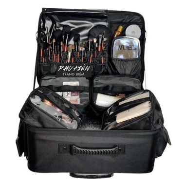 Cốp kéo Da PU 100% Vân Trám chống nước 48cm - Đựng đồ makeup chuyên nghiệp, giảm giá 945k