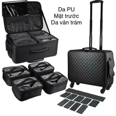 Cốp kéo Da PU 100% Vân Trám chống nước 48cm - Đựng đồ makeup chuyên nghiệp, giảm giá 945k 10 Cốp kéo Da PU 100% Vân Trám chống nước 48cm - Đựng đồ makeup chuyên nghiệp, giảm giá 945k 10