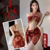 Cosplay cổ trang Trung Hoa áo yếm xuyên thấu đỏ gợi cảm Set 4 món chỉ 98.000₫
