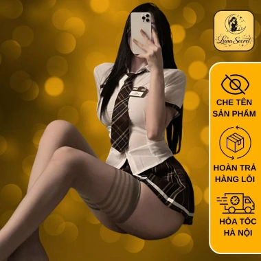Cosplay Nữ Sinh DN103 – Váy Ngủ Sexy Kèm Cà Vạt Huy Hiệu, Giá 140k 2