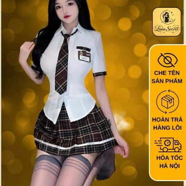 Cosplay Nữ Sinh DN103 – Váy Ngủ Sexy Kèm Cà Vạt Huy Hiệu, Giá 140k 4