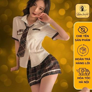 Cosplay Nữ Sinh DN103 – Váy Ngủ Sexy Kèm Cà Vạt Huy Hiệu, Giá 140k 6