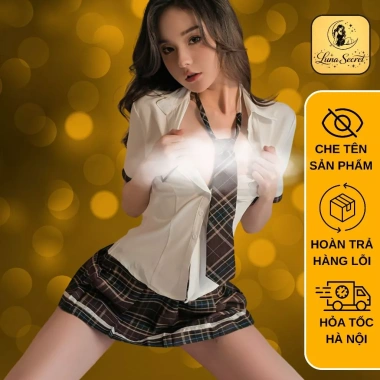 Cosplay Nữ Sinh DN103 – Váy Ngủ Sexy Kèm Cà Vạt Huy Hiệu, Giá 140k 7