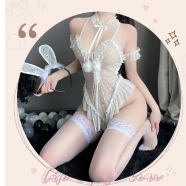 Cosplay thỏ ren lưới 3 màu đính bông Bad Bunny – bodysuit hở lưng sexy, giá 169.750₫ 8