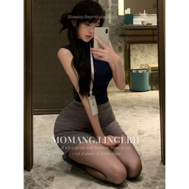 Cosplay Thư Ký Dáng Ôm Body Cổ Cao Phối Màu Sexy, Váy Ngủ Gợi Cảm - 188.000 VND
