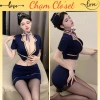 Cosplay Tiếp Viên Hàng Không Gợi Cảm - Đồng Phục Xanh Navy Sang Trọng, Ôm Dáng - Giá 139k