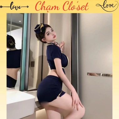 Cosplay Tiếp Viên Hàng Không Gợi Cảm - Đồng Phục Xanh Navy Sang Trọng, Ôm Dáng - Giá 139k