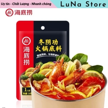 Cốt Gia Vị Lẩu Haidilao gói nhỏ 2 người - vị Thái Tom Yum chua cay, cà chua tươi, ưu đãi tại Luna Store