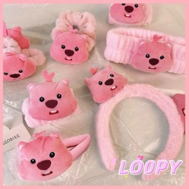 Cột tóc kẹp tóc gấu nhồi bông Loopy màu Hồng - Phụ kiện siêu yêu, chỉ 14.900₫