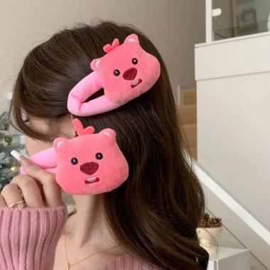 Cột tóc kẹp tóc gấu nhồi bông Loopy màu Hồng - Phụ kiện siêu yêu, chỉ 14.900₫